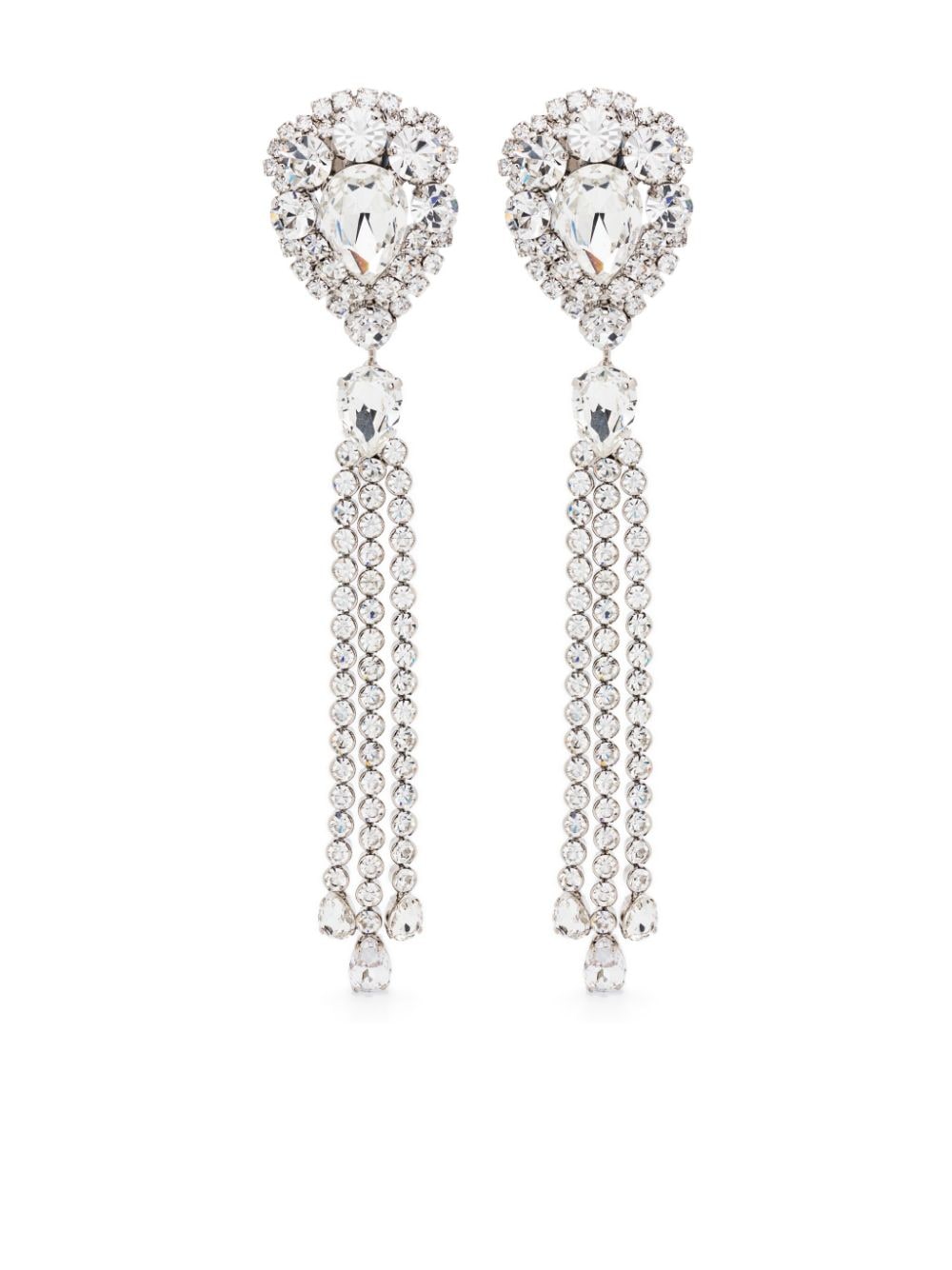 Silver crystal embellished drop earrings women ALESSANDRA RICH